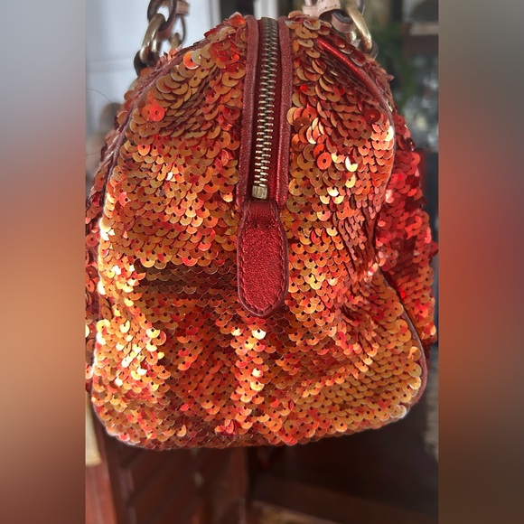 Michael Kors Grayson Sparkling orange Sequin Satchel - Picture 6 of 10